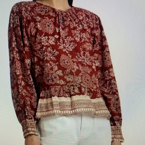 NWOT VERONICA BEARD KESTER BROWN FLORAL PRINT TOP. 8 - Picture 7 of 11